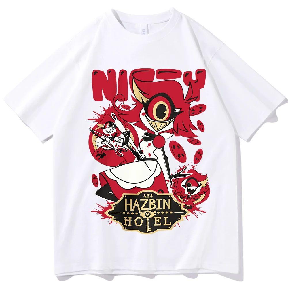 Camiseta Retro Y2k Diseño de Niffty de Hazbin Hotel Hip Hop Harajuku Manga Corta Cuello Redondo Camisa Casual Regalo Unisex 100% Algodón
