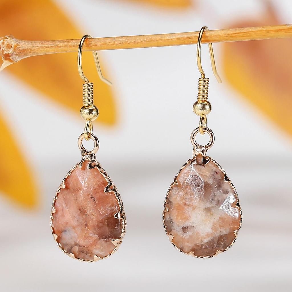 Cosmic Sailing Natural Amethyst Teardrop Earrings with Faceted Crystal Bezel-Set Design