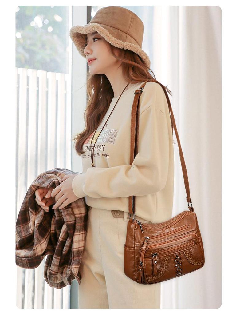 Women's Soft Multi-Compartment Crossbody Bag - Versatile, Casual, Large Capacity