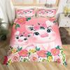 Cartoon-Tier-Bettbezug-Set Zoo Sikahirsch Mikrofaser Rosa Blumig Bettwäsche Einzelbett Twin Für Mädchen Jungen