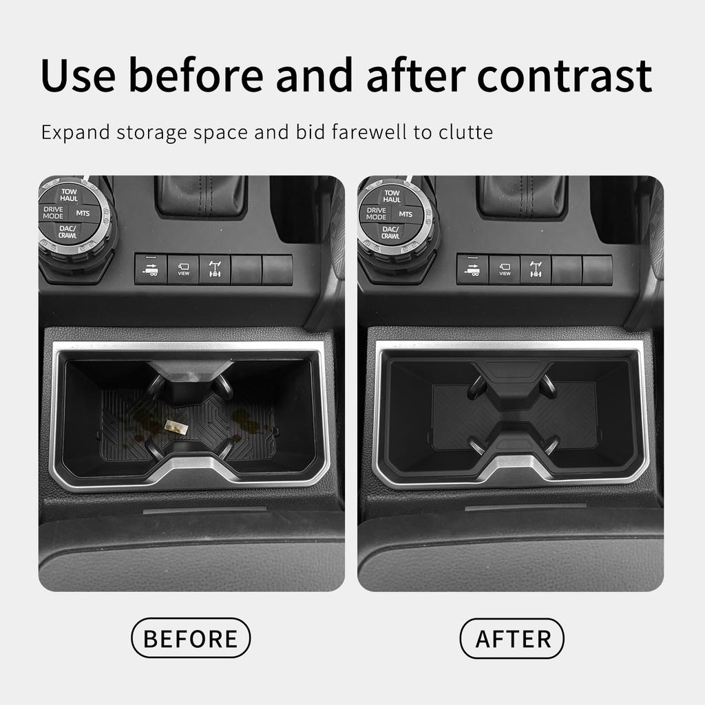 for Toyota 4Runner 2026 Central Console Water Cup Holder Anti-slip Drinks Storage Box Auto Interior Accessories Black