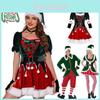 Costumes d'Elfe de Noël et du Père Noël en Velours de Luxe Cosplay Fête de Carnaval Jeu de Rôle