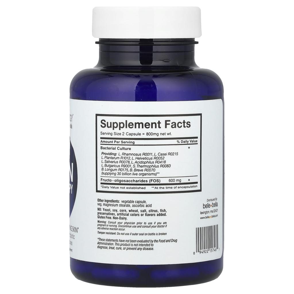 Belle+Bella Probiology®, Probiotic Skin Therapy, 30 Capsules (15 Billion Cfu/Capsule)