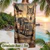 American Patriotic Theme Beach Towel Personalized Custom Name & Text Soft Quick Dry Beach Towel for Swimming Travel