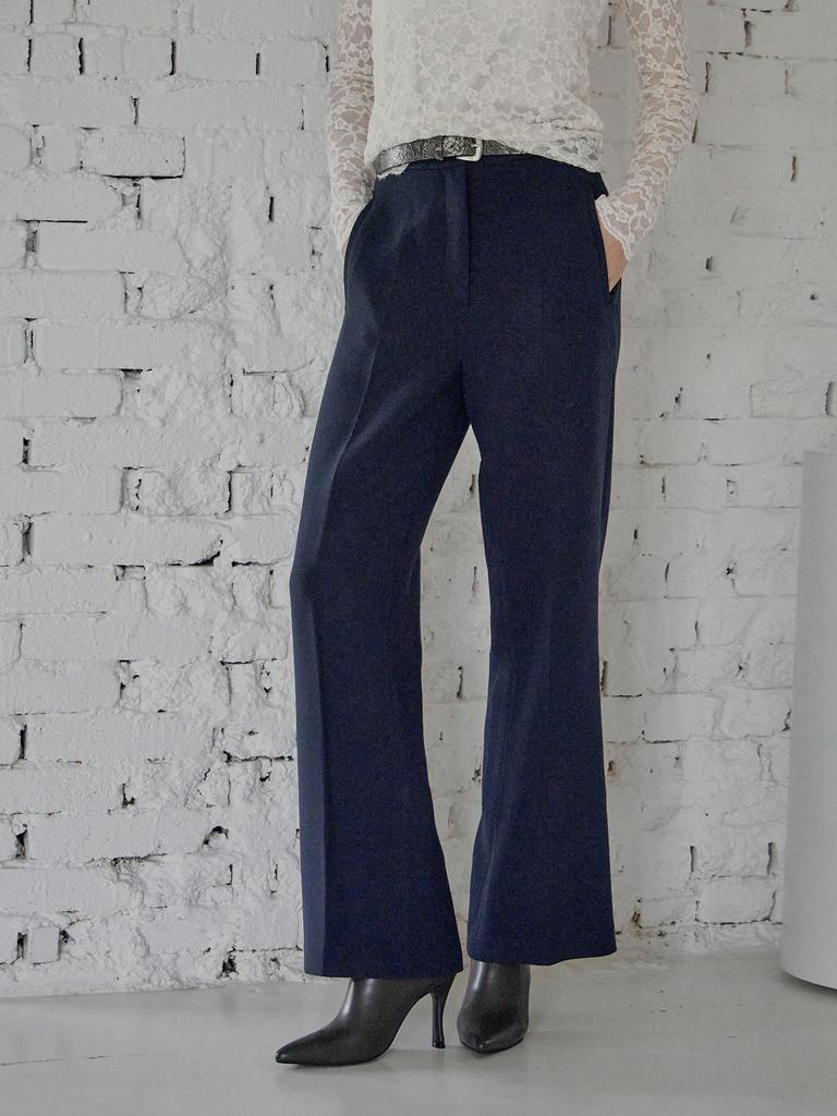 MAXZA Wool-Like Double-Fabric Semi-Wide Slacks