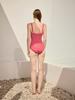 Bohemianbeullu Gingham Shirred Tie-Up One-Piece Swimsuit Red