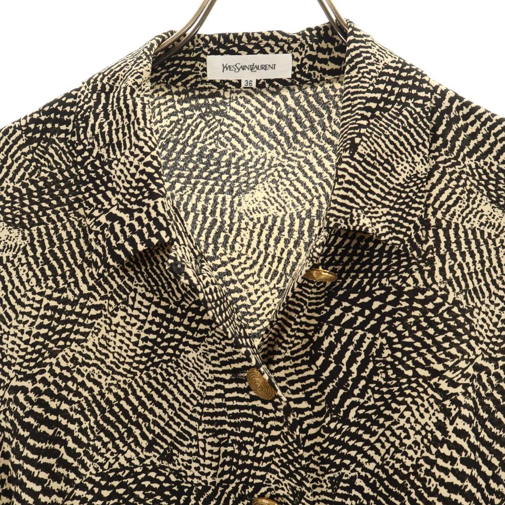 Yves Saint Laurent 90s Old Overall Handle Long Sleeve Half Button Knee-length Dress Women Used