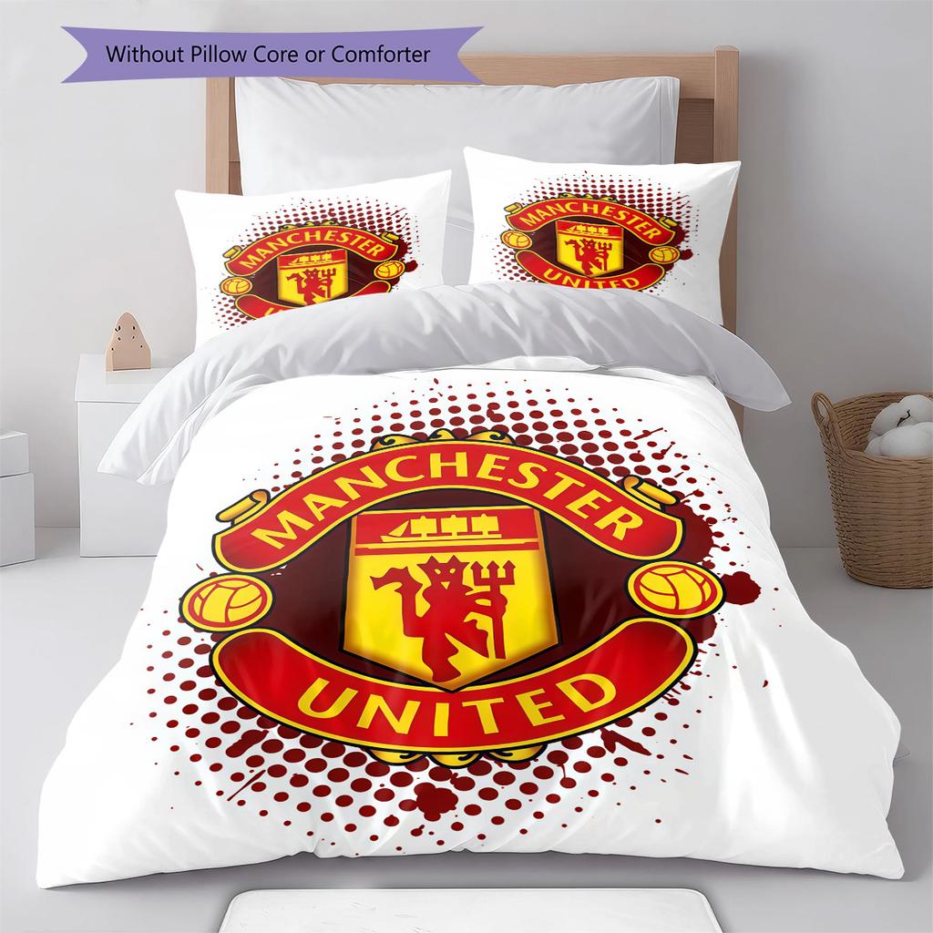 Set Lenzuola Trapunta Manchester United Copripiumino Federa Decorazione Casa Regalo di Compleanno (1 * copripiumino + 2 * federa, senza nucleo)