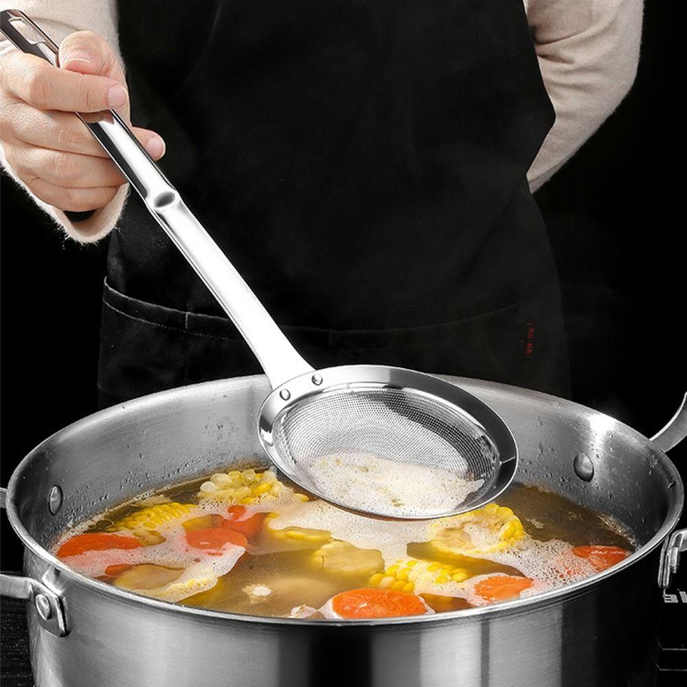 Reusable Stainless Steel Oil Skimmer Comfortable Handle Kitchen Strainer  Kitchen Utensils