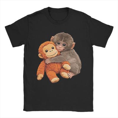 Süßes Punch Baby Affe T-Shirt Unisex Reine Baumwolle Crazy T-Shirts Rundhals T-Shirts Kurzarm Kleidung Geschenkidee