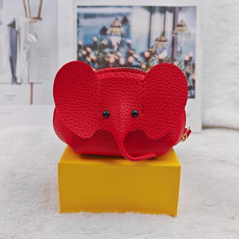 Fashion PU Elephant Bag Hasp Zipper Clutch Solid Color Bag Pendant with Loose Change Storage Vintage Coin Purse Home