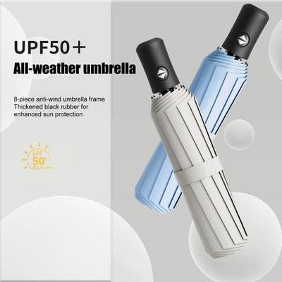 Automatic Folding Umbrella with Carabiner Handle, UV Rain Protection Travel Umbrella, Windproof Rainproof Portable Umbrella for Women Men