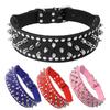 Width 2 Inch Anti-bite Spiked Dog Collars Adjustable Microfiber Leather Necklace Sharp Rivets Pet Collar Outdoor Dog Walking