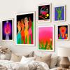 Colorful Dot Nude Girl Abstract Art Poster Print Sexy Woman Dance Rainbow Plant Canvas Painting Mural Living Bed Room Home Decor