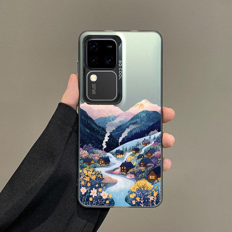 For Samsung Galaxy S25 S22 Ultra Plus S24 S23 Ultra Plus FE S21 FE Laser Phone Case Norwegian Scenery Shockproof Back Covers