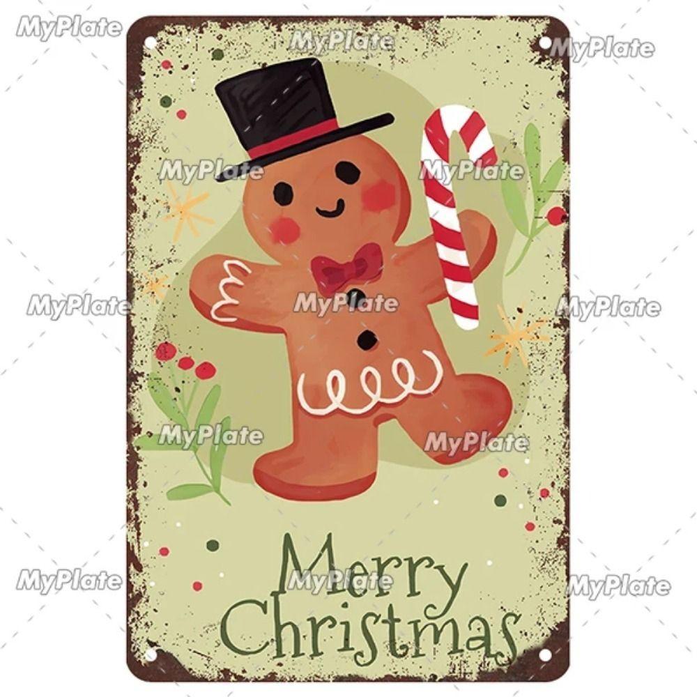 Vintage Christmas Metal Tin Sign Home Festive Wall Decor
