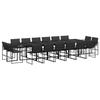 VidaXL Ensemble à manger de jardin avec coussins 17 pcs noir textilène, ensemble à manger d'extérieur 3295082