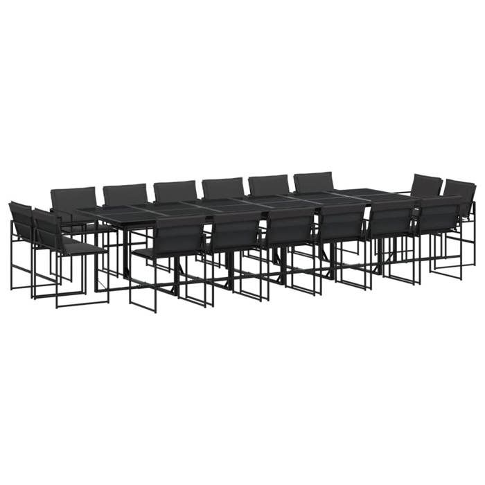 VidaXL Ensemble à manger de jardin avec coussins 17 pcs noir textilène, ensemble à manger d'extérieur 3295082