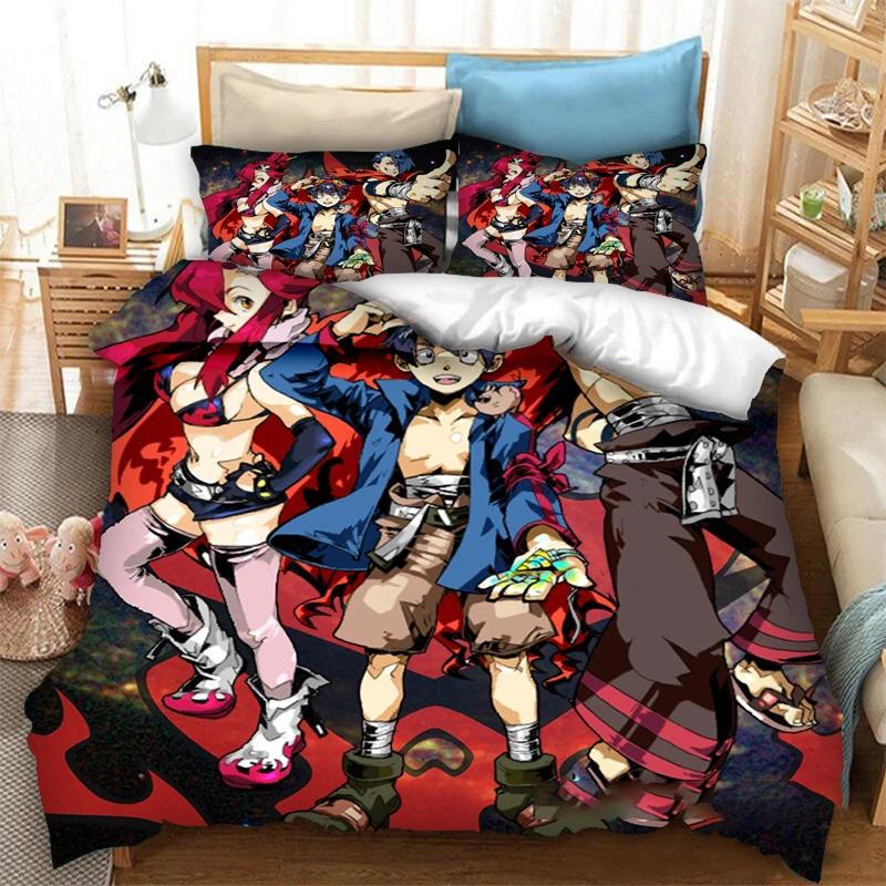 Copripiumino Stampato 3D Anime Tengen Toppa Gurren Lagann Set Biancheria da Letto Matrimoniale Singolo Matrimoniale Queen King Adulto Bambino Biancheria da Letto Copripiumino