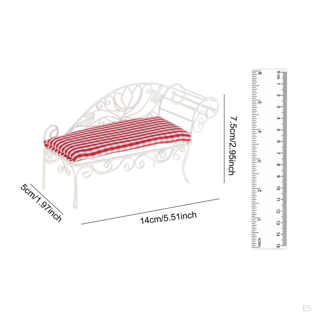 1/12 Dollhouse Couch Sofa Miniature Bench Scene Ornament Collectible Landscape Simulation