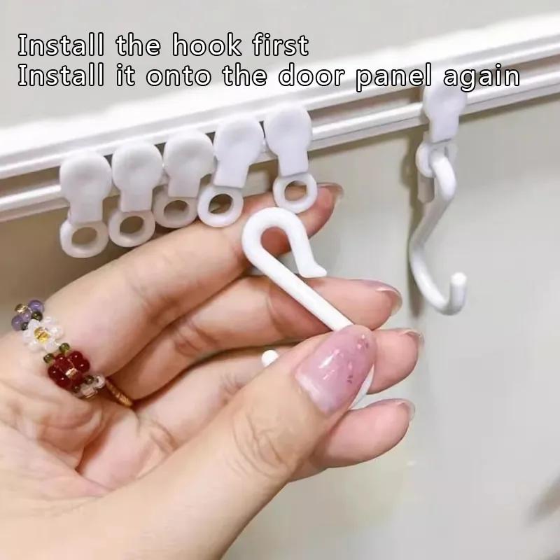 Neuer Schiebehaken Küchenaufbewahrungsartefakt Türrückseite Klebehaken Hakenreihe Bohren nicht erforderlich Einreihiges Hängeregal Hängestange Durchgehende Reihe Schiebe