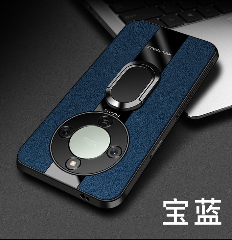 Plexiglass PU Leather Phone Case For Honor X9D Magnetic Metal Ring Stand Holder Shockproof Soft Back Cover For Huawei Honor X 70