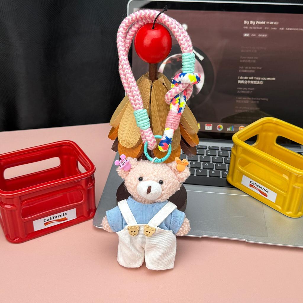 Cute Plush Bear Doll Pendant Creative Keychain Bag Charm Accessory Soft Stuffed Animal Toy Decoration