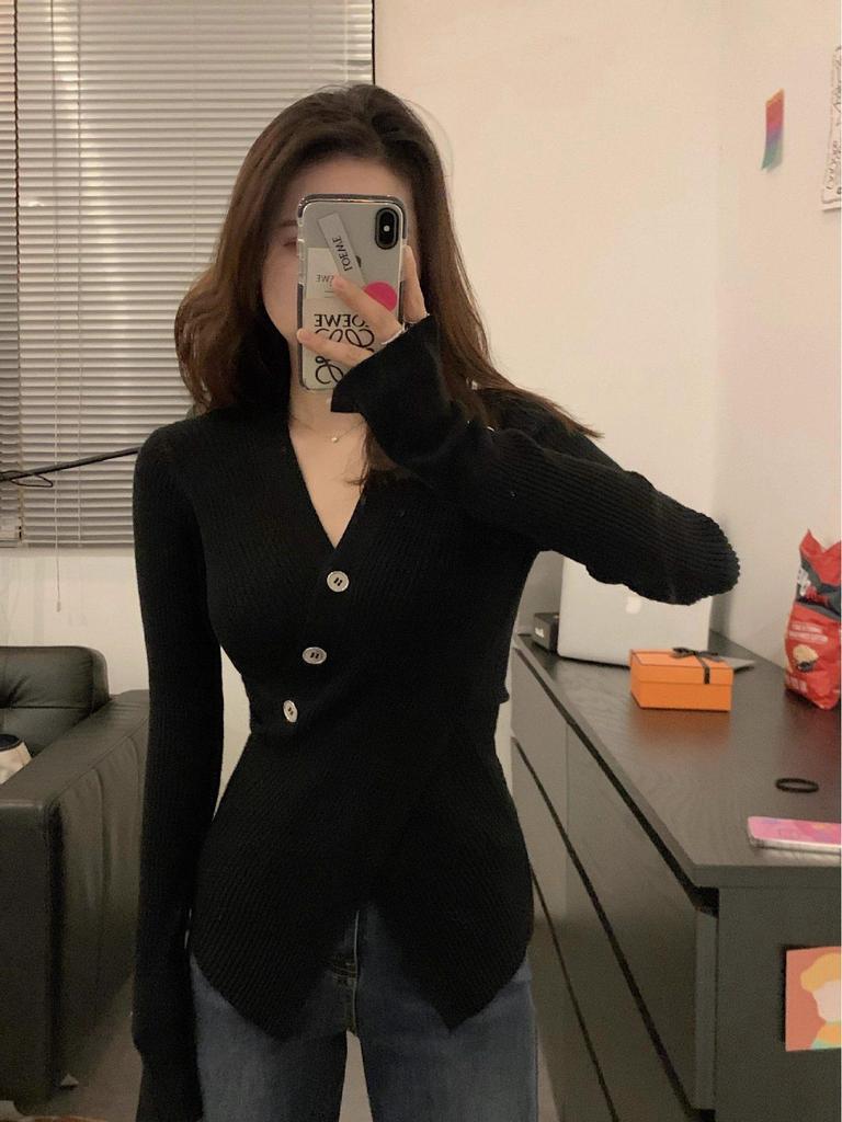 Irregular Design Slimming Knit Sweater Top for Women - Spring/Summer