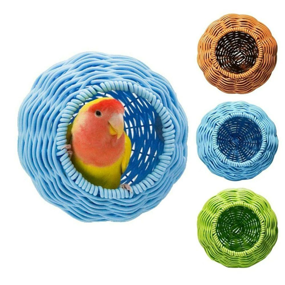 Imitation Rattan Weave Spherical Bird Breeding Nest Ventilated Hangable Bird Cage Summer Cool Breathable Parrot House Garden