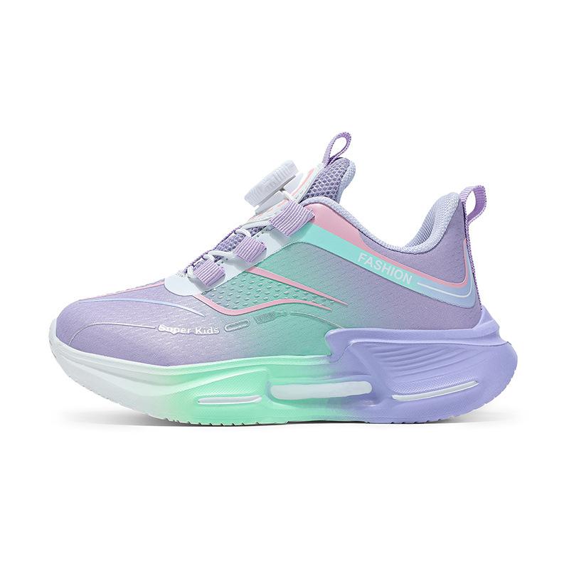 Children's and boys' sports shoes 2025 new leather non-slip rotary buckle running shoes medium and older children's casual sports shoes trend