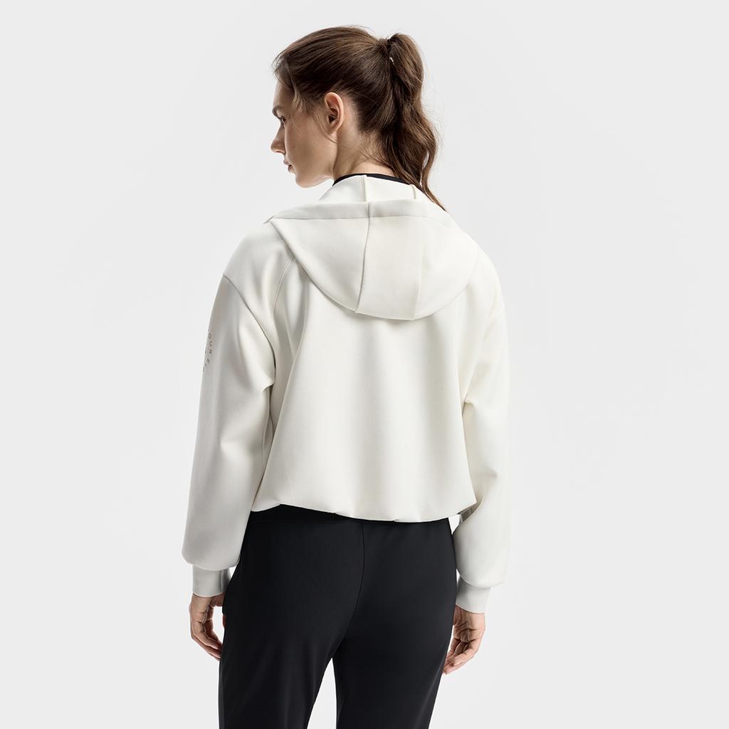 Fila Fitness Casual Versatile Drawstring Hem Soft Loose Hooded Knit Cardigan Jacket Women Jackets A11W541505FGY