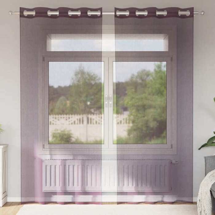 VidaXL Rideaux en voile avec œillets 2 pcs violet 140x225 cm, rideau en filet, rideau transparent, voile de fenêtre, 4102103