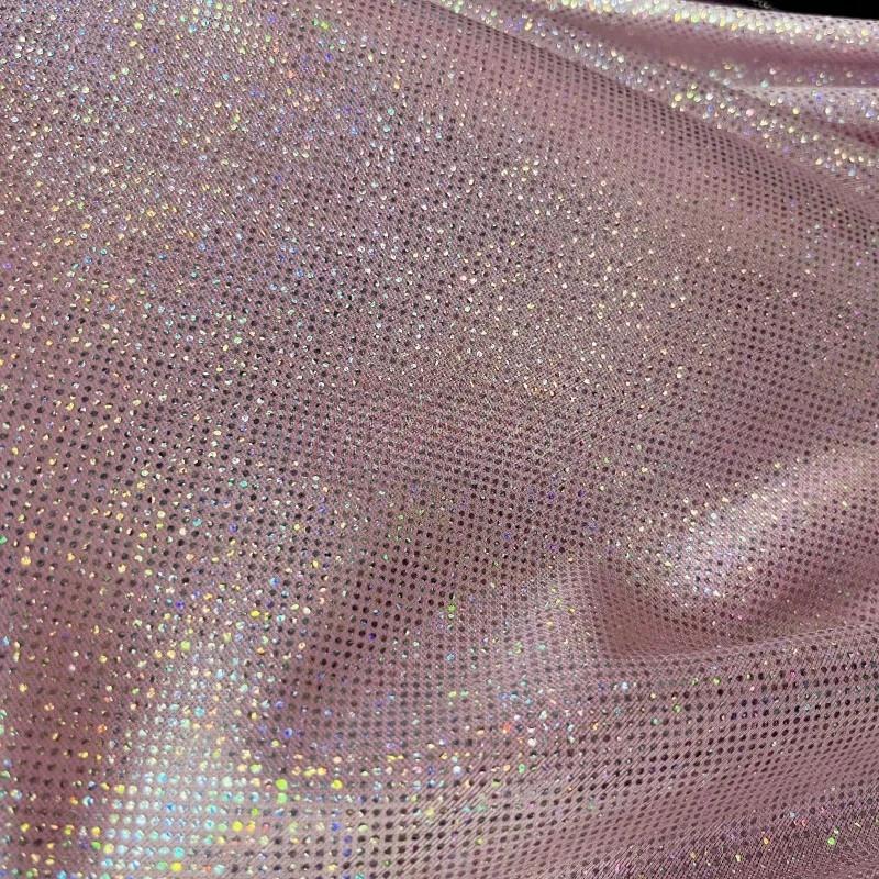100x150cm Shiny Laser Dot Flocked Elastic Fabric High Stretch Knitting for Costume Stage Decor Sofa Backpack Diy Crafts