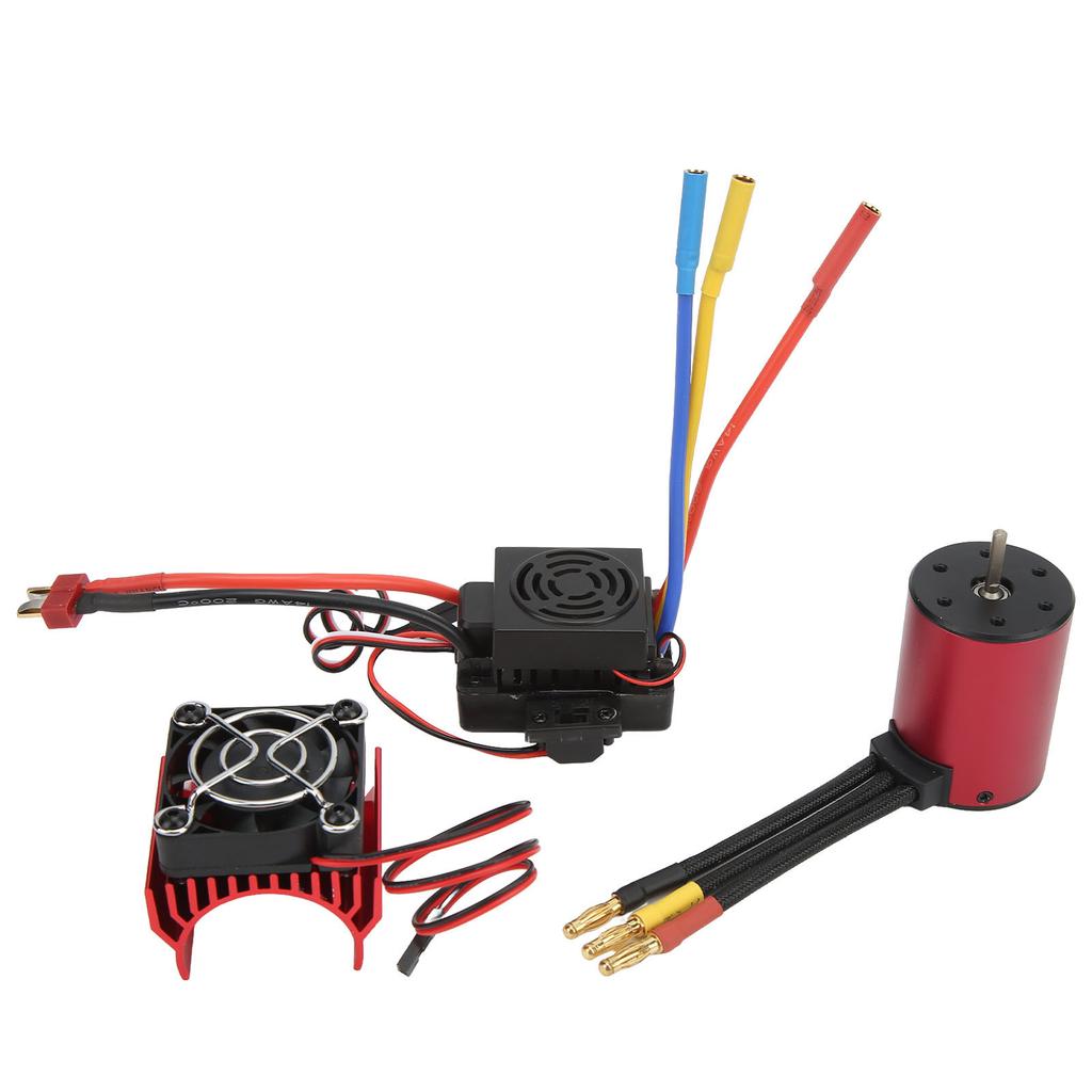 RC Waterproof Brushless 60A ESC S3650 2300KV Brushless Motor Kit with Motor Cooling Fan for 1 8 1 10 RC Car