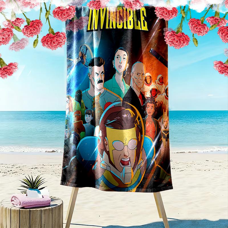 Invincible Animation 2D Flat Print Beach Towel, Large Soft Quick Dry Towel for Beach Camping Swimming.NSTJ0928219