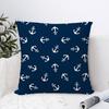 Home Decor Blue Nautical Anchor Pattern Throw Pillow Cover Pattern Cushion Cover Suitable for Sofa Bedroom Car Pillow Cover