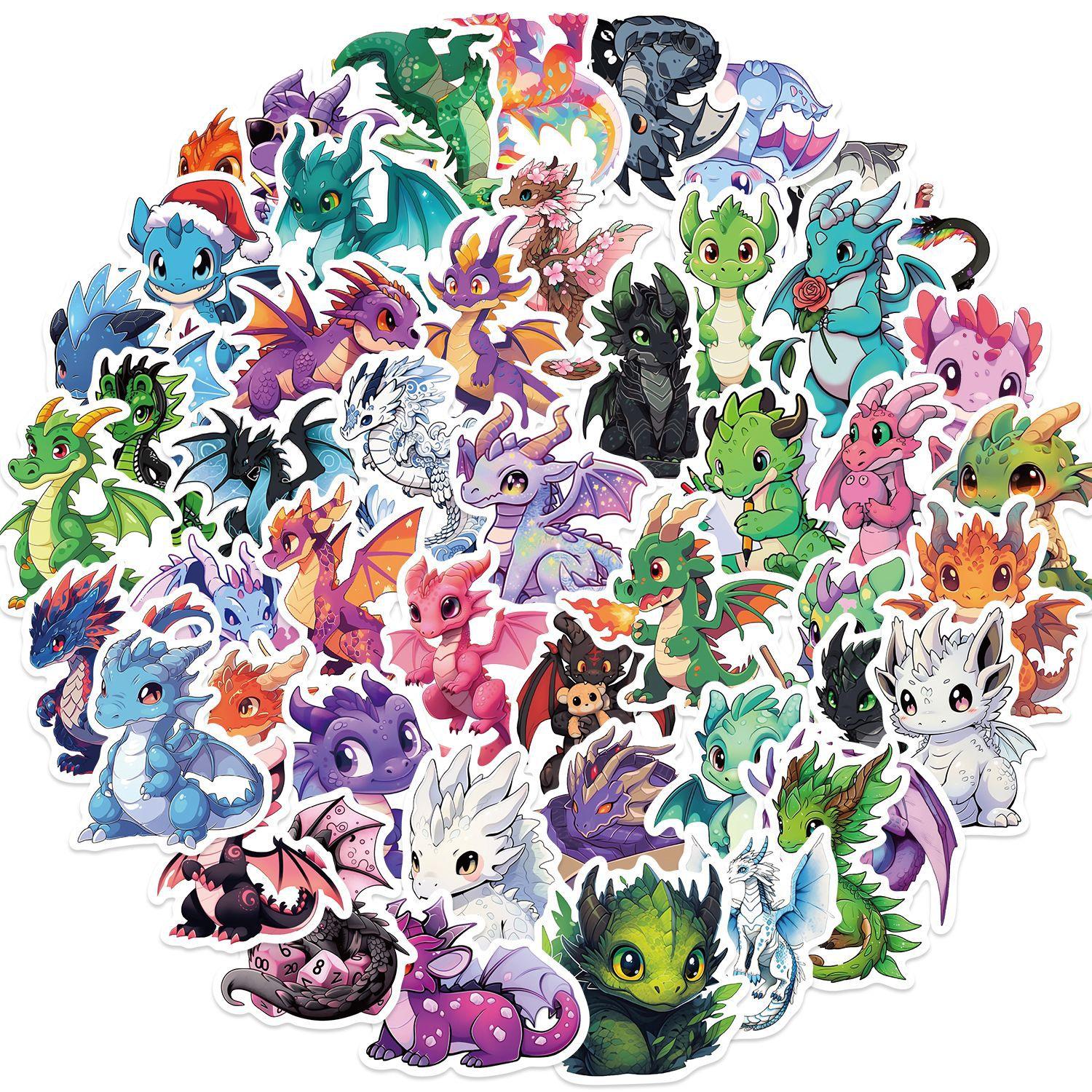 

50 Мультяшных Европейских Драконов Граффити Наклеек DIY Декоративный Чемодан Ручка Гитара Блокнот Водонепроницаемый Взрывной