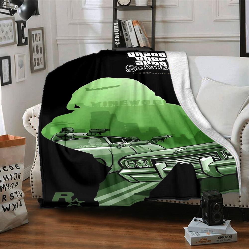 1pc Grand Theft Auto San Andreas Soft Flannel All Season Throw for Home, Office, Outdoor UseDurable Comfort Soft Warm Throw for Home