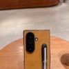 Samsung Z Fold7 Electroplated Leather Case with Stand & Stylus for Z Fold6/5/4/3