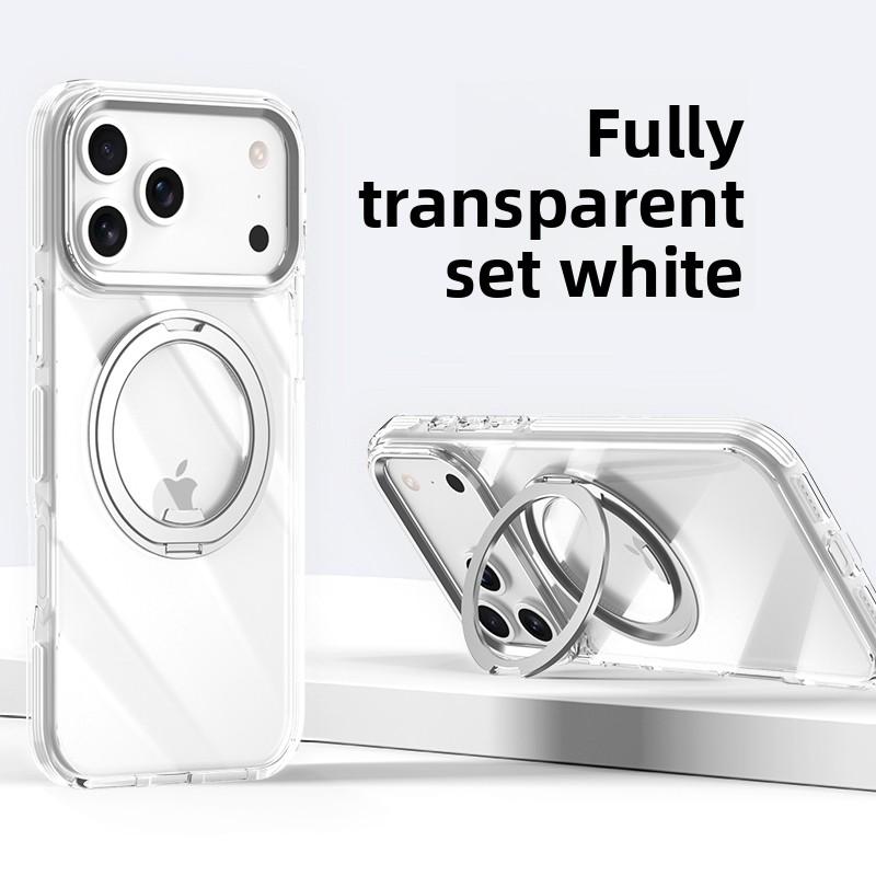 360 Rotating Kickstand Transparent Magnetic Bicolor Phone Case for iPhone 17 Pro Max 16 Plus 15 14 13 12 11 Shockproof Cover