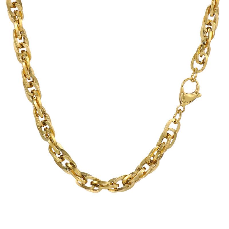 Commuter Plain Chain, Trendy Nightclub Multi-Size Plain Weave Twist Chain, Titanium Steel Men'S And Women'S Necklace.