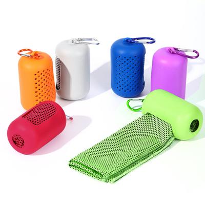 2 Pcs Portable Cooling Towel Quick Drying Towel with Silicone Ventilated Storage Box Cooling Sweat Towel for Fitness Beach Gym Fishing