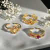Red Zircon Enamel Dripping Open Ring Fashion Light Luxury High Sense Court Style Rhombus Personality Ring