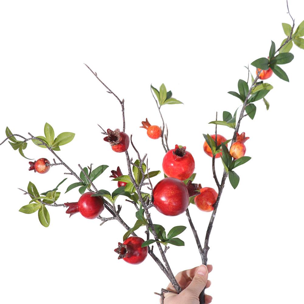 6-Frucht Künstliche Granatapfelzweige Kunststoff Realistische Simulation Granatapfelfrüchte Elegante Handgefertigte Kunstpflanzen