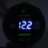 Dual USB Port Charger QC 3.0 Fast Charging Waterproof with LED Voltmeter for Car Boat Yacht ATV RVBlue LED Light