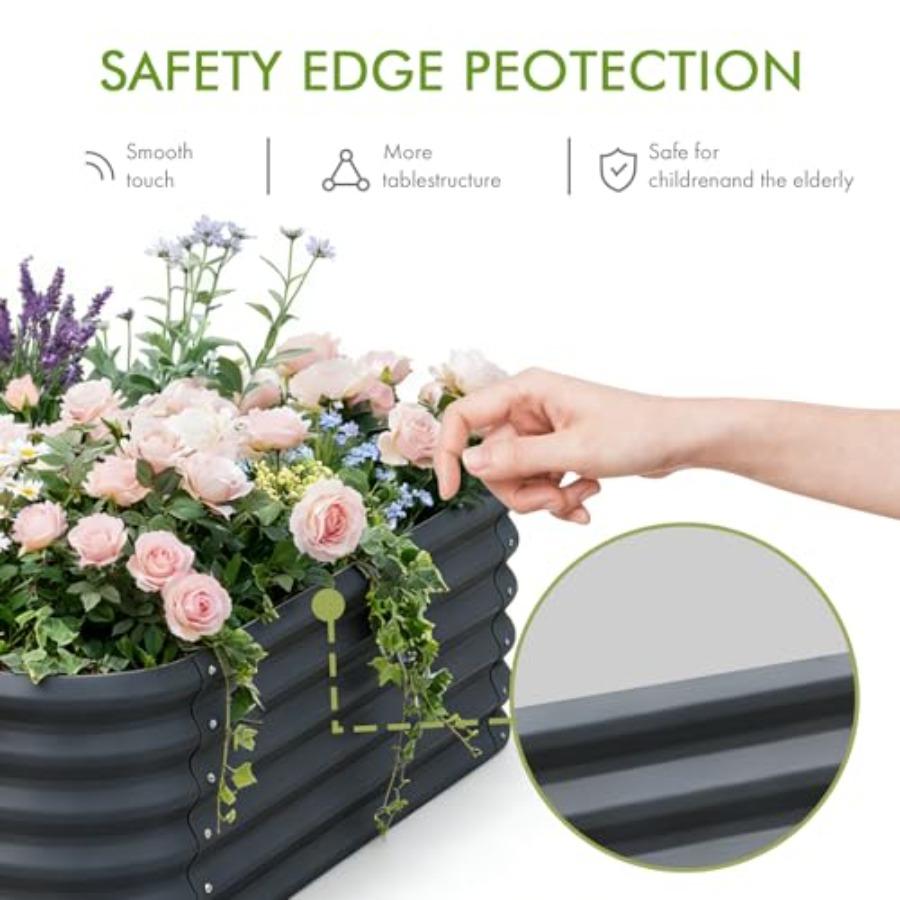 2-Pack 4x1.5ft Galvanized Raised Garden Bed Outdoor Planter Bed Metal Planter Box for Gardening and Planting Dark Grey