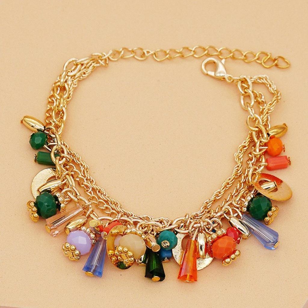 Bohemian Multicolor Glass Beaded Bracelet for Women