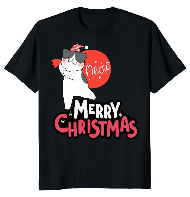 NEW LIMITED Merry Christmas Funny Meowy Classic Novelty Tee XXXXL