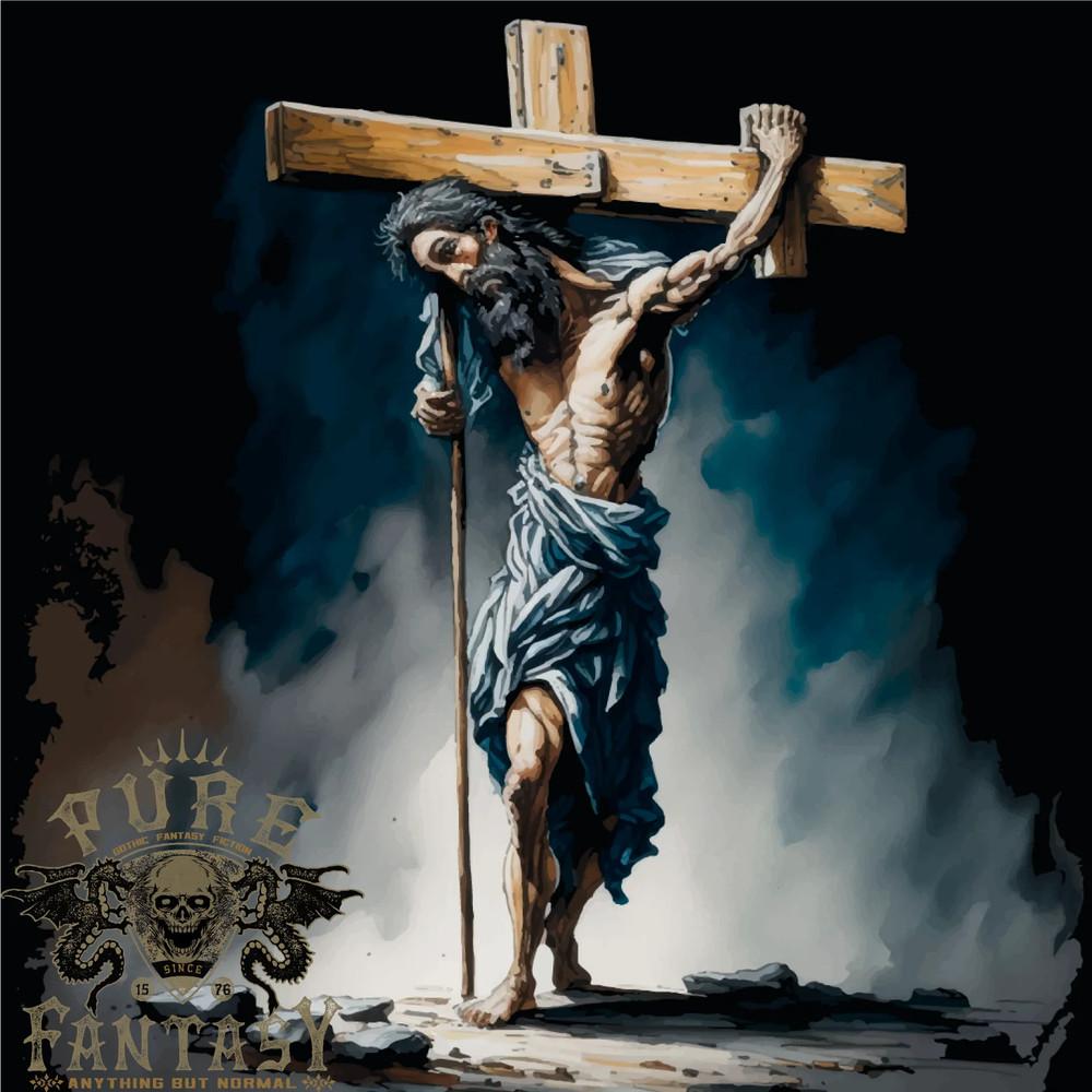 Jesus Christ Carrying His Cross Mens T-Shirt 100% Cotton Unisex T-Shirt S