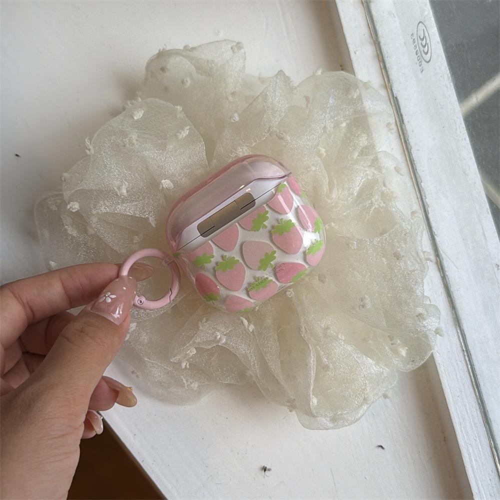 Semi-transparent tiled strawberry earphone cover for Apple AirPods 1 /1/1 generation fun protective cover PRO1/PRO1